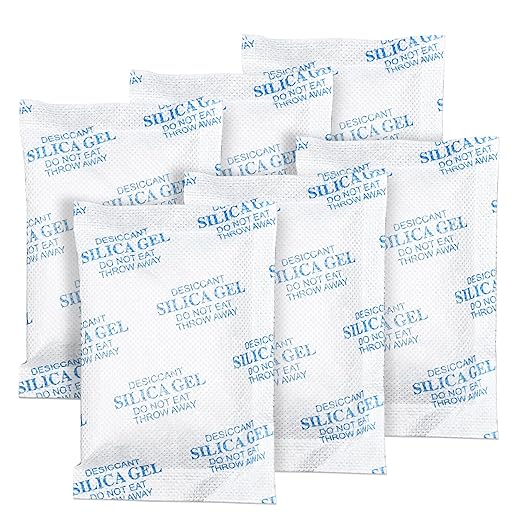 Silica Gel Packets – 50 Gram 50 Packs Moisture Absorbers, Desiccant Packs for Storage, Food Safe Desiccant for Foods, Seeds, 3D Filaments, Electronics, Safes