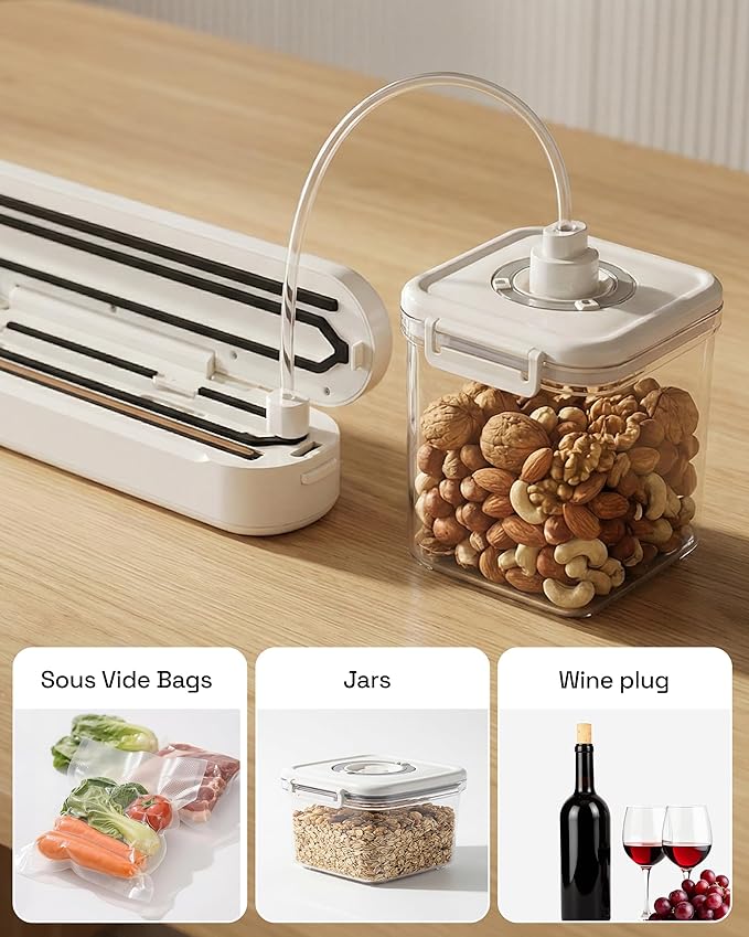 HBN Vacuum Sealer Machine, Automatic Food Sealing System, Dry & Moist Modes, Compact and Efficient, with Built-in Safety Features for Home & Kitchen Use