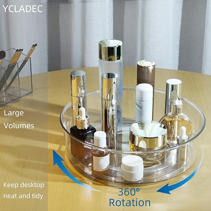 YCLADEC 3 Pack Lazy Susan 11.5" Inch Turntable Organizer for Cabinet Pantry Organizers and Storage Organization Spinning Spice Rack Bins Rotating Condiment for Countertop Kitchen Sink