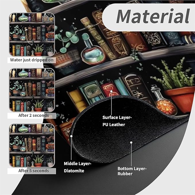 Kitchen Sink Splash Guard，Fantasy bookshelf Faucet Mat Sink Gadgets-Super Absorbent Fast Drying Mat Drip Catcher for Kitchen, Bathroom,Sink Mat, Dish Drying Mat, Bathroom(15" X 5.5" )