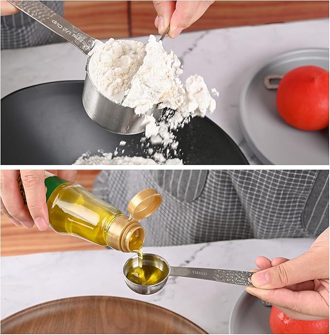 Smithcraft Measuring Cups 5pcs Stainless Steel Measuring Cups Set 18/8 (304) Steel Material Heavy Duty Measurer cups Color Silver (Siliver-5cups+1ring)