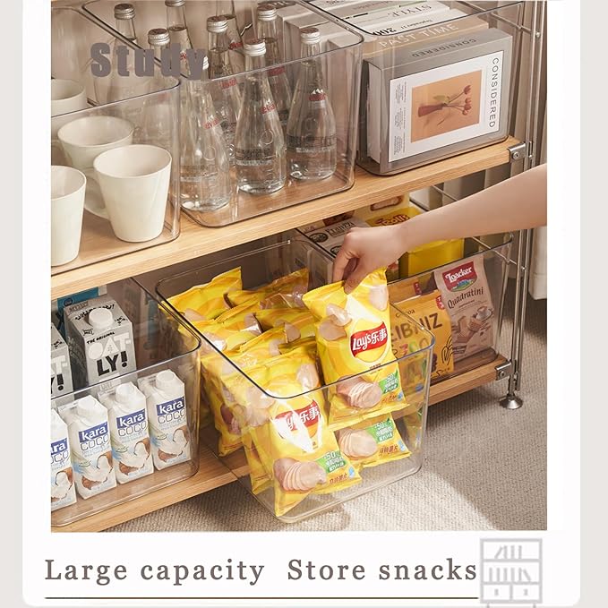 GUMEIGODA Clear plastic storage bins with LIDS-3packs,storage containers for snacks, cosmetics, books, dog food, Storage Organizer for Nursery，Kitchen, Living room,Bedroom, Bathroom, Office