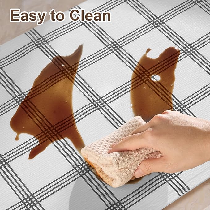 Drawer and Shelf Liner for Kitchen Cabinet, Non-Adhesive Cabinet Liner, Non-Slip Drawer Liner, Waterproof Cupboard Liners, Kitchen Shelf Liner Easy to Clean, Protect Dresser/Shelves/Table