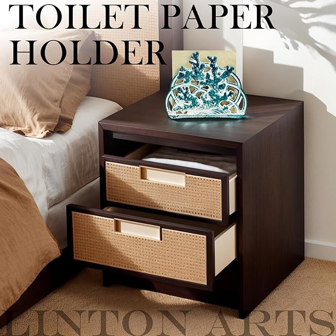 Linton Arts Cast Iron Napkin Holder for Table, Decorative Coral Design Cocktail Napkin Holder, Heavy Duty Napkin Dispenser for Paper Napkins, Kitchen Island & Bathroom Decor