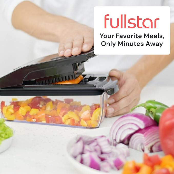 Fullstar The Original Pro Chopper - Vegetable Chopper and Spiralizer, Food Chopper with Container, Fruit Slicer, Kitchen Gadgets & Accessories, Home Essentials (2 in 1, Black)