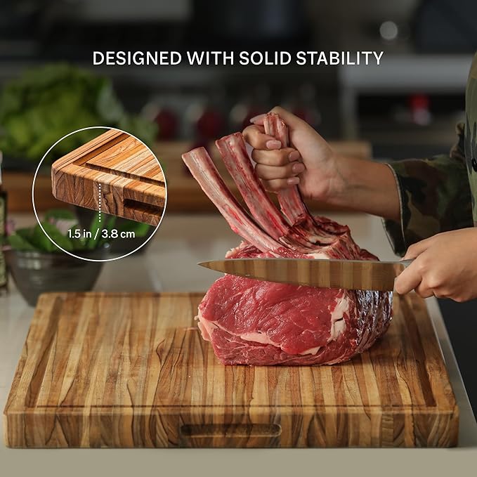 Teakhaus Cutting Board - Large (L) Wood Cutting Board with Grip Handles - Holiday Gift Ideas for Men and Women - Gift-Ready, Reversible, Edge Grain Wood, Knife Friendly - FSC Certified