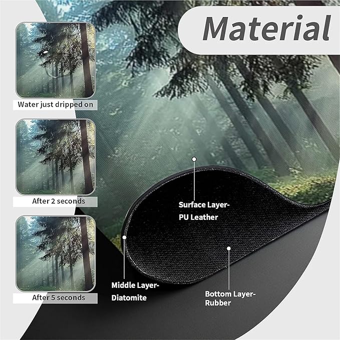 Kitchen Sink Splash Guard，sunlight through the forest Faucet Mat Sink Gadgets-Super Absorbent Fast Drying Mat Drip Catcher for Kitchen, Bathroom,Sink Mat, Dish Drying Mat, Bathroom(15" X 5.5" )