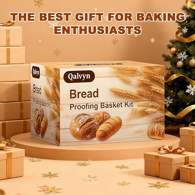 Sourdough Starter Kit,Sourdough Bread Baking Supplies, 9" Round and 10" Oval Banneton Bread Proofing Basket Set with Sourdough Starter Jar, Sourdough Bread Making Tools Kit Gifts for Women Wife Mom