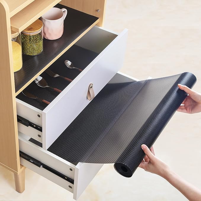 Shelf Liners 11 inch x 20 ft Shelf Liners for Kitchen cabinets nonstick Lining Drawer Mats EVA Protector for Cupboard (Translucent Black,11 inch x 20 ft)