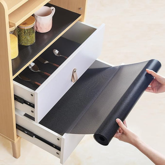 Shelf Liners 15 inch x 20 ft Shelf Liners for Kitchen cabinets nonstick Lining Drawer Mats EVA Protector for Cupboard (Translucent Black,15 inch x 20 ft)