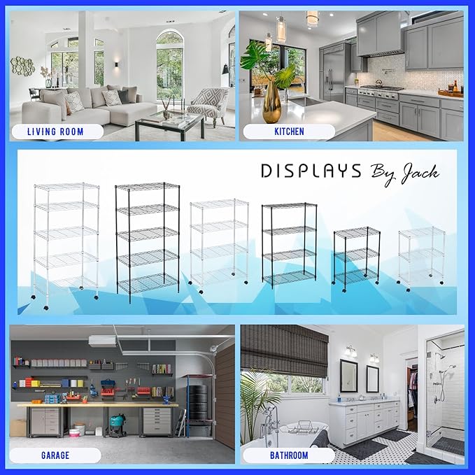 3 Tier Wire Shelving Unit Storage Rack, Metal Heavy Duty Utility Organizers, Organization Units for Metal Shelves, Pantry, Garage, Laundry Racks Durable Shelf Stand, 14"W x 24"L x 30"H, Chrome