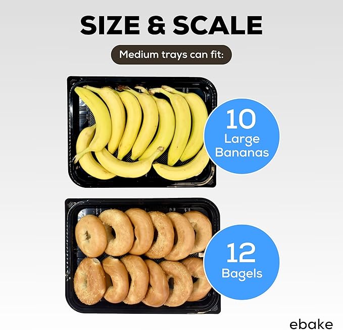 25 Pack Catering Trays with Lids – 15" Serving Tray with Lid, Heavy Duty Recyclable Plastic Party Platters for Catering, Buffet, Picnics & Events – Food Tray with Clear Lid (15.35 × 11.42 × 2.95 inch)