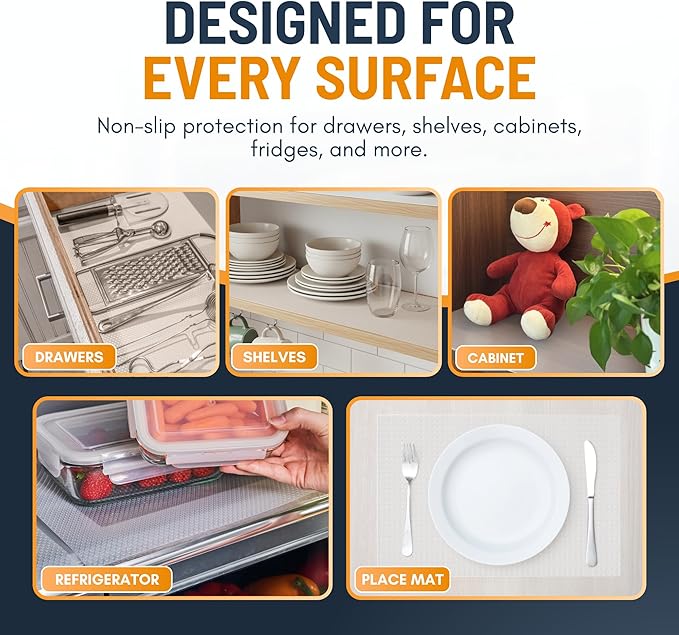 Shelf Liner Drawer Liner for Kitchen Cabinets Non-Adhesive by Linda’s Essentials (12 x 120 Inches) - Non-Slip Easy Clean Kitchen Cabinet and Cupboard Protector, Waterproof Mat, Clear Roll
