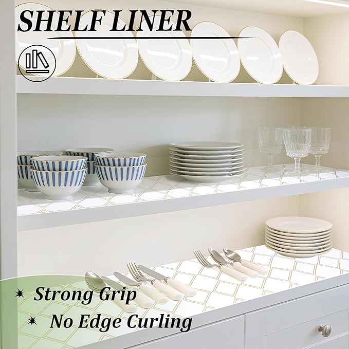 Kitchen Shelf Liner Non Slip 20 Inch X 20 Ft Cabinet Liners for Shelves Waterproof Drawer Liners for Kitchen Cabinets Non Adhesive Cupboard Paper for Bathroom Closet Fridge Dresser Pantry