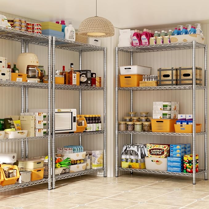 Storage Shelves Heavy Duty, 36" L x 14" W x 54" H Garage Wire Shelving Unit Loads 1400LBS, 4-Tier Adjustable Metal Industrial Utility Shelf Rack for Kitchen, Laundry Room, Pantry, Warehouse, Basement