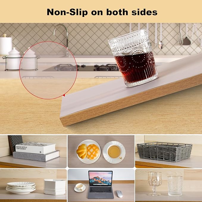 2 Rolls Shelf Liner, 14 Inches x 20 FEET Non-Slip Kitchen Cabinet Liner, Washable Oil-Proof Non-Adhesive Contact Paper for Kitchen Drawer, Cabinet, Shelves, Refrigerator, Storage, Desks, coutertops