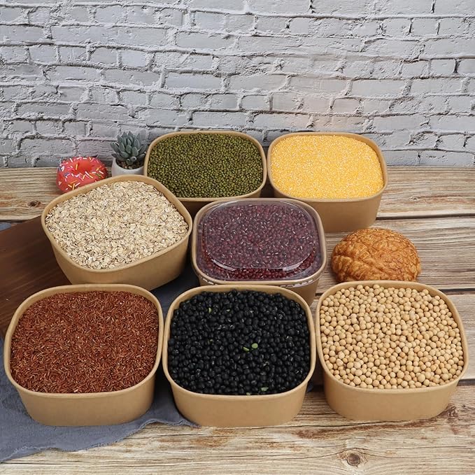 JAYEEY 40 oz Disposable Kraft paper bowls with lids,Food containers Soup Bowls Party Supplies Treat Bowls 50 Pack