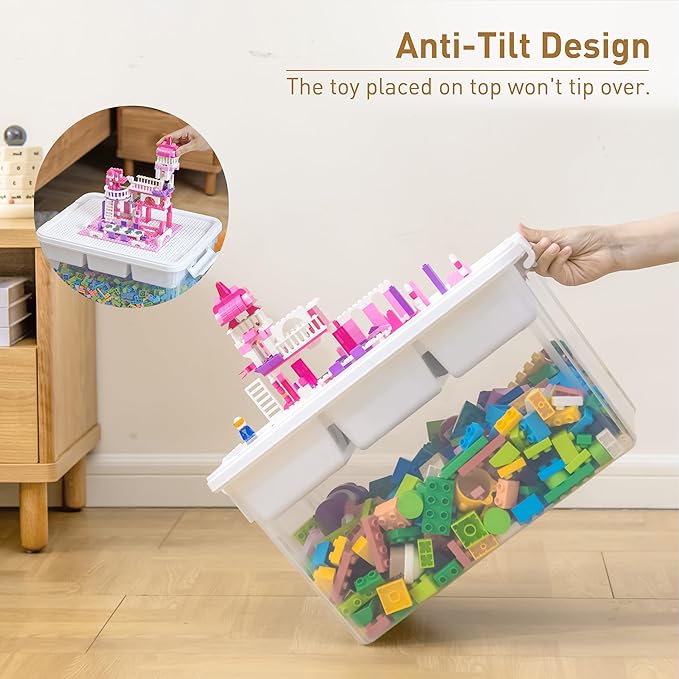 Citylife 17 QT Plastic Storage Bins Clear Storage Box with Lids Multipurpose Stackable Storage Containers for Organizing Tool, Craft, Crayon, 2 Packs