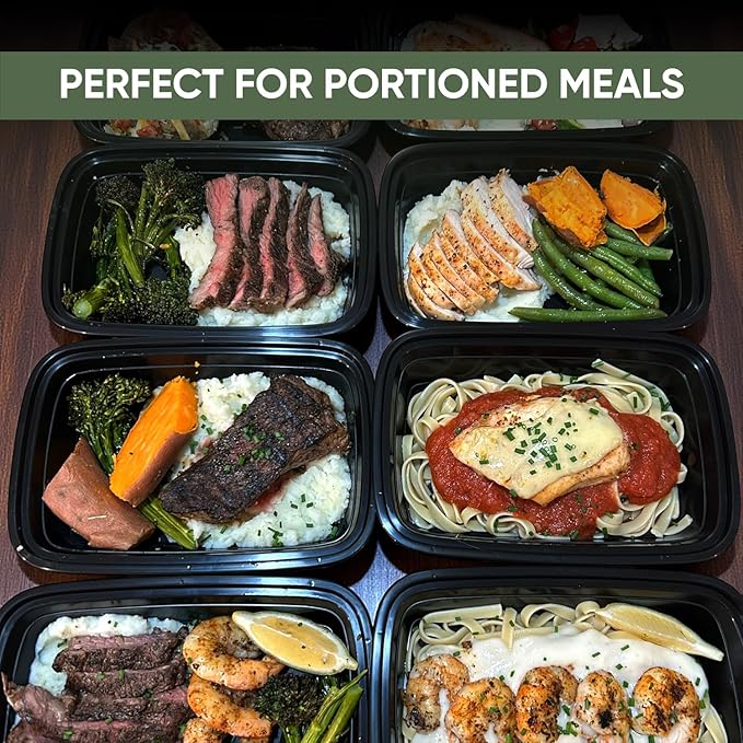 28 oz 50 Pack Meal Prep Containers BPA Free Leakproof Stackable Food Storage Containers with Lids, Microwave & Dishwasher Freezer Safe Reusable To Go Containers Bento Box Style Take Out Clear Plastic