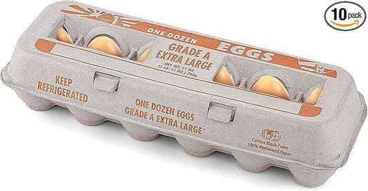MT Products Natural Pulp Egg Cartons 1 Dozen - Disposable Egg Storage for Extra Eggs (Pack of 10) - Made in USA