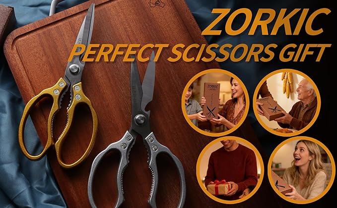 Kitchen Scissors Set, Heavy Duty Meat Scissors All Purpose, Dishwasher Safe Food Shears for Seafood Pizza Herb Chicken Poultry Cutting Cooking, Christmas Gifts for Men Women Mom Dad