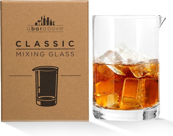 A Bar Above Cocktail Mixing Glass, Classic Style Crystal Stirring Pitcher, Thick Weighted Base for Stable Stirring, 18 Oz Drink Mixer, Bar Accessories, Ideal for Craft Cocktails at Home or Bars
