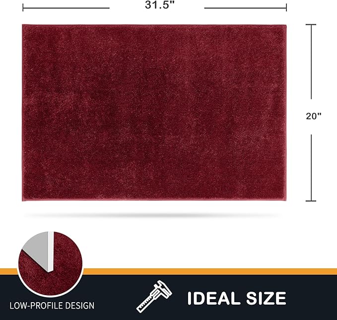 PURRUGS Dirt Trapping Door Mat 20" x 31.5", Non-Slip Machine Washable Entryway Rug, Dog Doormat, Indoor Front Door Mat, Super Absorbent Entry Rug for Muddy Shoes & Paws, Burgundy Red