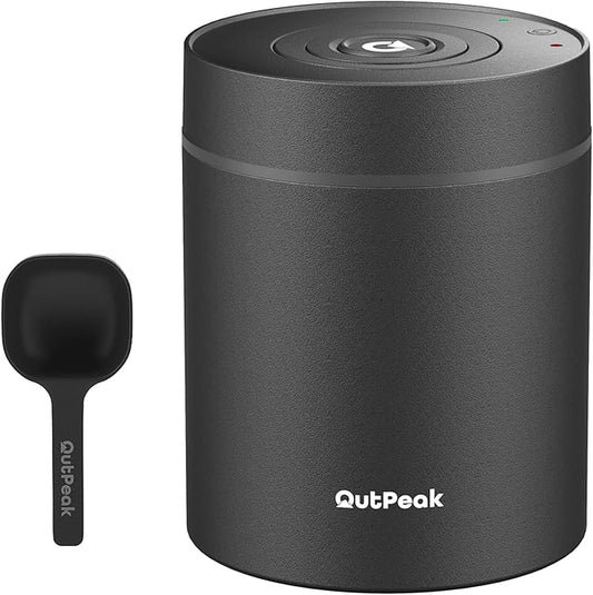 OUTPEAK Neo Latest Kilo Auto Vacuum Coffee Canister, 1.5L Capacity for 17.6oz of Coffee Beans, One-Button Operation, Stainless Steel Coffee Storage Container with Scoop (Barista Champion's Choice)