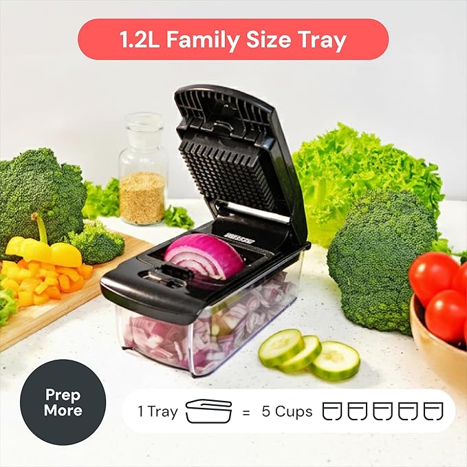 Fullstar The Original Pro Chopper - Vegetable Chopper and Spiralizer, Food Chopper with Container, Fruit Slicer, Kitchen Gadgets & Gifts, Home Essentials (7 in 1, Black)