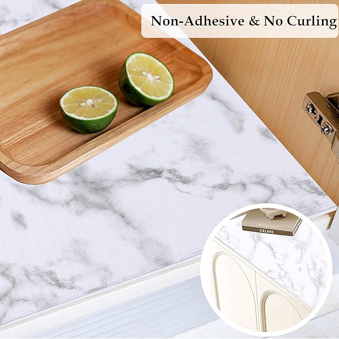 Shelf Liners for Kitchen Cabinets Non Adhesive 20 Inch Wide X 20 Ft Cabinet Drawer Liner Non Slip Waterproof Strong Grip Pantry Refrigerator Shelves Liner for Bathroom Drawer Cupboard Closet Mat