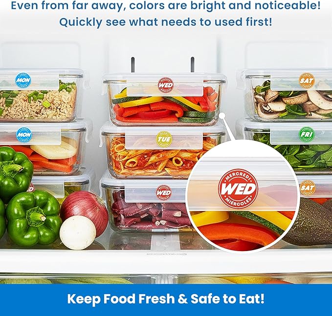 Easy Identification Date Stickers 7,000 Days of The Week Stickers - 3/4" Days of The Week Food Labels - Day Dots for Food - Restaurant Supplies - Best by Commercial Kitchen Supplies