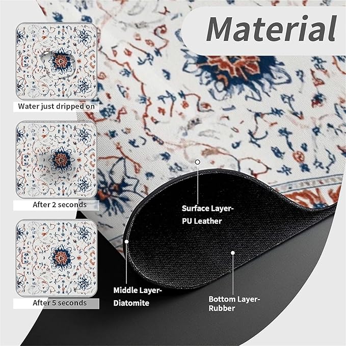 Kitchen Sink Splash Guard，Geometrically complex flowers Faucet Mat Sink Gadgets-Super Absorbent Fast Drying Mat Drip Catcher for Kitchen, Bathroom,Sink Mat, Dish Drying Mat, Bathroom(15" X 5.5" )
