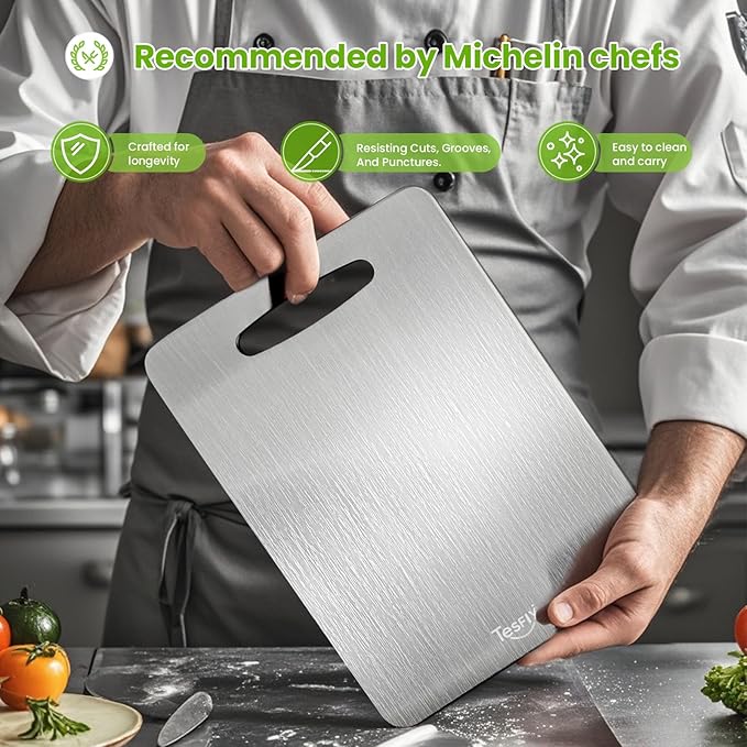 2 PCS Titanium Cutting Board,Cutting Boards For Kitche,Easy to clean, Double-sided food-grade Board For Meats, Fruits And Vegetables (17 * 11)
