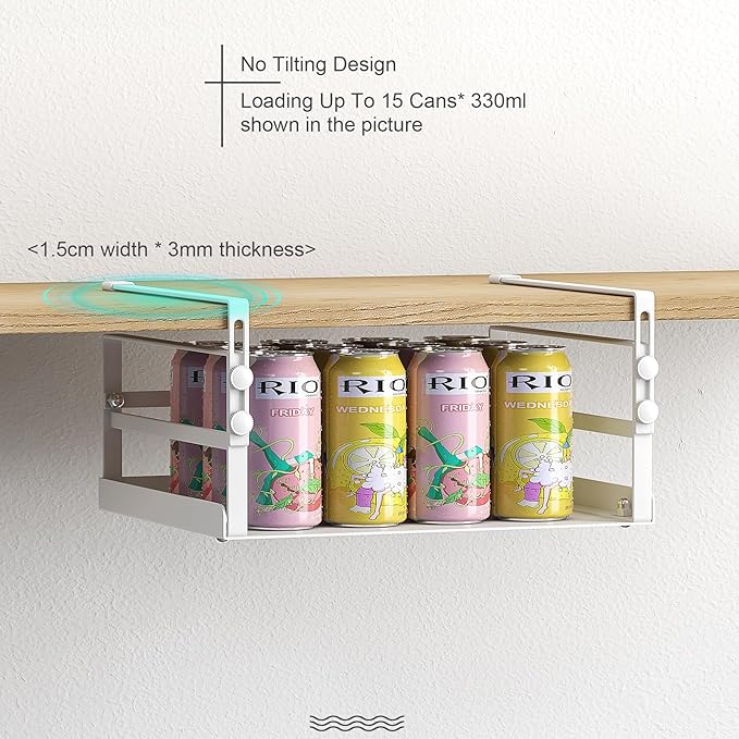 HENGI 2 Pack Adjustable Under Shelf Storage, Heavy Duty Metal Basket Organizer for Kitchen Cupboard Cabinet Pantry Laundry Desk Bookshelf, White