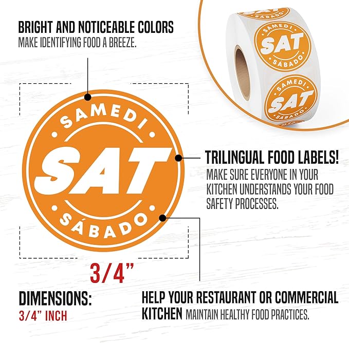 Easy Identification Date Stickers 7,000 Days of The Week Stickers – Saturday 3/4" Days of The Week Food Labels – Day Dots for Food – Restaurant Supplies – Best by Commercial Kitchen Supplies