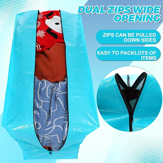 4 Pcs 66 Gallon Extra Large Moving Bags Heavy Duty Storage Bag with Strong Zipper Handle Foldable XXL Jumbo Storage Tote Packing Moving Box for College Dorm Travel Cloth Duffle (Black)