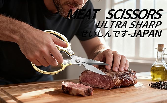 Kitchen Scissors Set, Heavy Duty Meat Scissors All Purpose, Dishwasher Safe Food Shears for Seafood Pizza Herb Chicken Poultry Cutting Cooking, Christmas Gifts for Men Women Mom Dad
