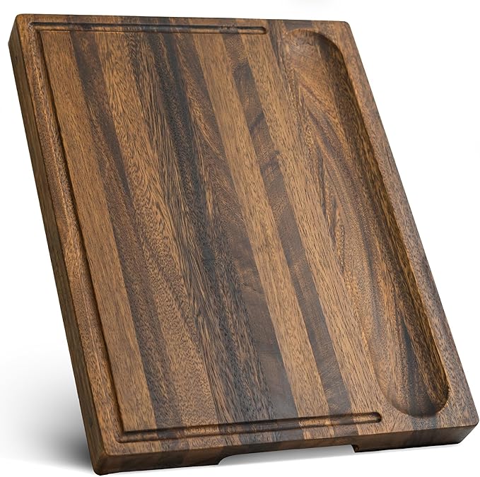SHUMARU Tropical Walnut Charcuterie & Cutting Board – 17x13x1.6" | Handmade in Bali, Silky-Smooth, Juice Groove, Sorting Compartment, Knife-Friendly, Non-Slip Feet – Perfect Holiday Gift