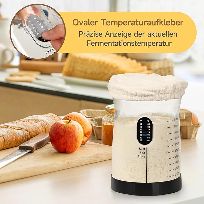 Coco Bird Pro Sourdough Starter Kit- 50oz Large Capacity Sourdough Starter Jar, 17 Flavorful Fermentation Recipes, Sourdough Bread Baking Supplies for Making Delicious Sourdough Breads(2 Sets)