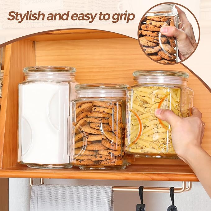ComSaf 78 oz Glass Jars with Lids, 2.4 QT Large Glass Food Storage Containers with Lids, Tall Flour Sugar Storage Containers, Half Gallon Jar Wide Mouth for Kitchen Storage, large cookie jar