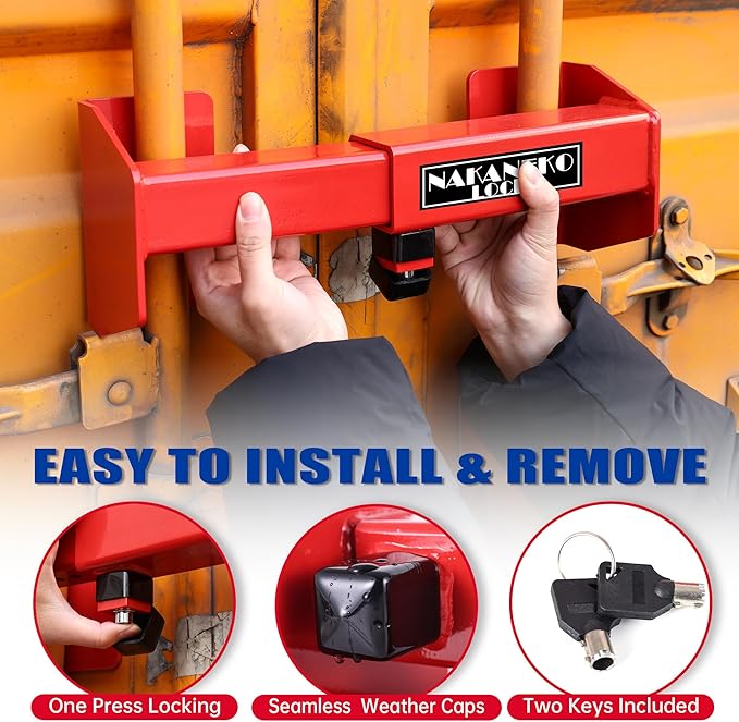 Container Locks, Heavy Duty Cargo Lock, Container Door Locks, Semi Trailer Door Lock, Semi Truck,Anti-Theft, Rust-Proof,Cargo Security, Bolt Cutter Resistant,Key Lock, Mechanical