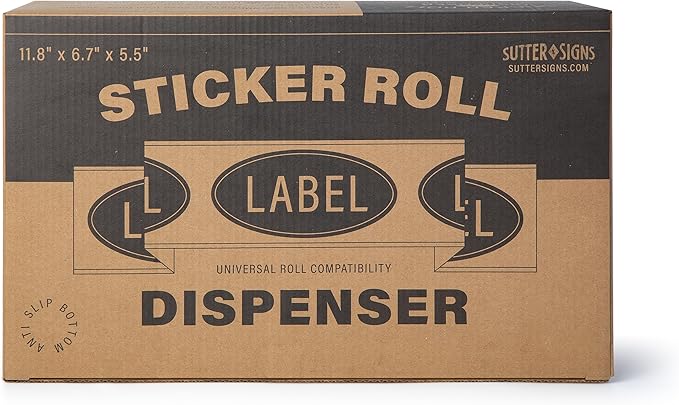 Roll Label Dispenser for Sticker Labels | Thick Durable Acrylic Sticker Roll Holder with Anti-Slip Feet and Spacer Springs