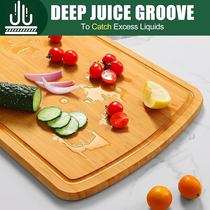DYTesa Cutting Board, 20inch Bamboo Cutting Board, Bamboo Wooden Cutting Boards for Kitchen, Ideal Charcuterie & Chopping for Meat, Vegetables and Fruits Ideal Kitchen Gifts