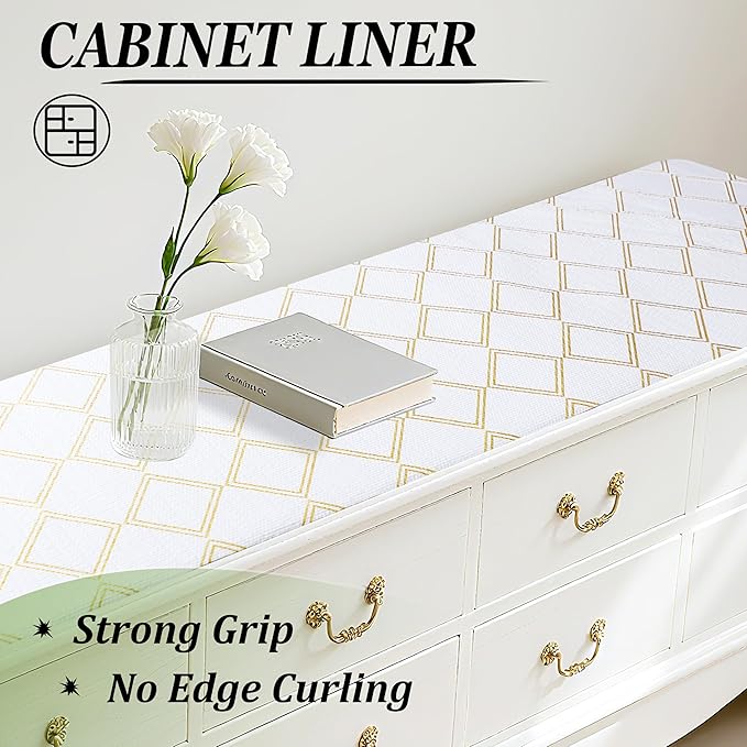 Cabinet Liners for Shelves Waterproof 24 Inch X 20 Ft Shelf Liners for Kitchen Cabinets Non-Adhesive Dress Drawer Liners Non Slip Grip Cupboard Paper for Kitchen Bathroom Closet Fridge Pantry