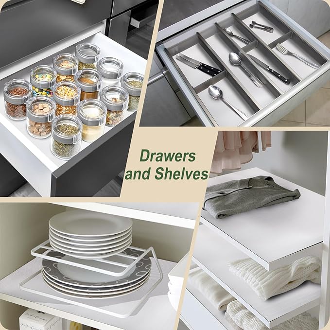 Shelf Liner and Cabinet Liner for Kitchen, Non-Slip Non-Adhesive Drawer Liners for Cabinets and Cupboard, Dresser, Shelves, Tool Box, Pantry, Thickened Easy Install, Strong Grip, 23.6in x 20FT, White