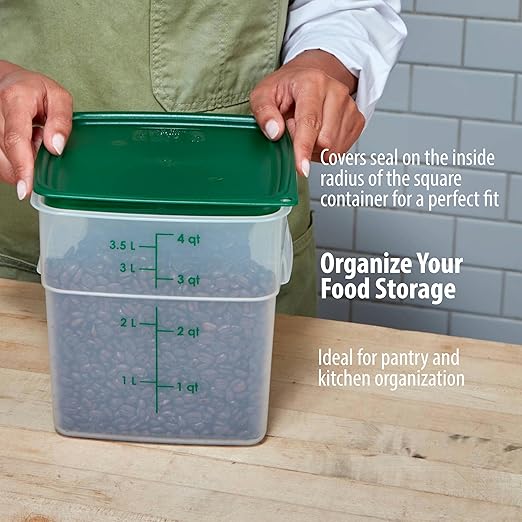 Cambro Food Storage Containers with Lids (Microwave Safe and BPA-Free) - 4 QT (Quart) Square Food Storage Container with Lid (2 Pack)