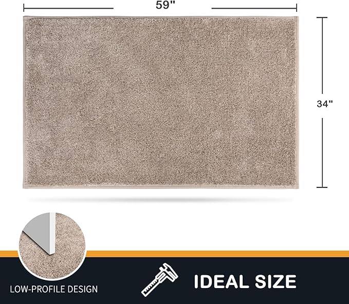 PURRUGS Dirt Trapping Door Mat 34" x 59", Non-Slip Machine Washable Entryway Rug, Dog Doormat, Indoor Front Door Mat, Super Absorbent Entry Rug for Muddy Shoes & Paws, Taupe