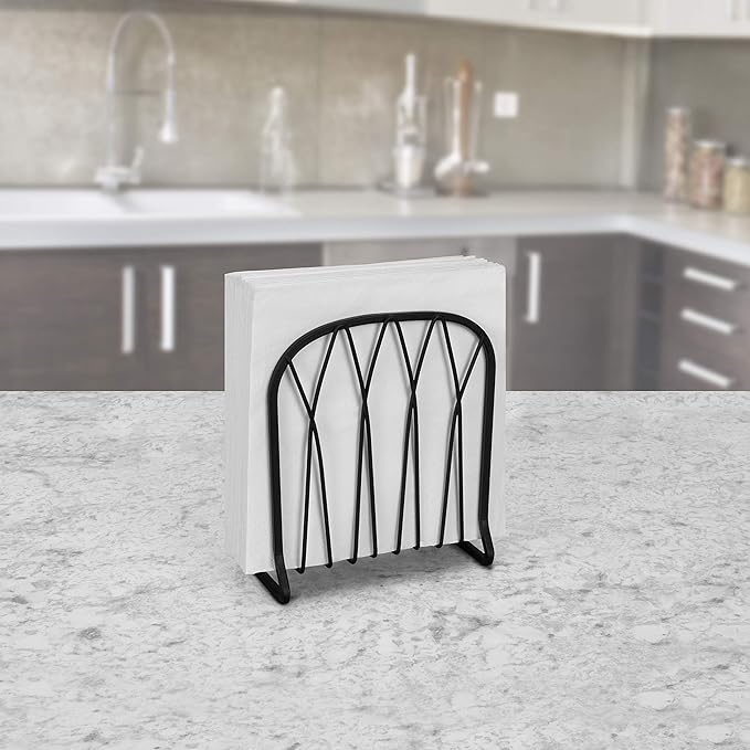 Spectrum Diversified Twist Dispenser, Vertical Classic Kitchen Tables & Countertops Dining Table & Kitchen Décor, Stylish Upright Napkin Holder, Black (92710)