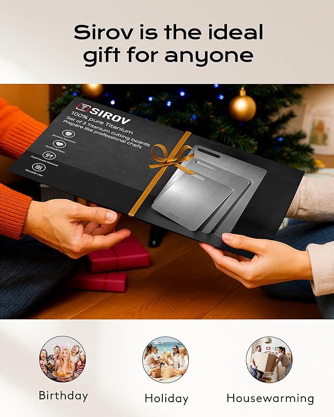 Titanium Cutting Board, 100% Pure Titanium Cutting Boards For Kitchen, Best Non Toxic chopping board, Dishwasher safe, Hygiene and Durability for Meat, Fruit, and Vegetables (Set of 3)