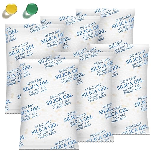 Moisture Absorbers – 100 Gram 40 Packs Silica Gel Packets Food Grade Silica Packets with Color Indicating, Premium Desiccant Packs for Food, Electronics, Closet, Jewelry and Safe Storage